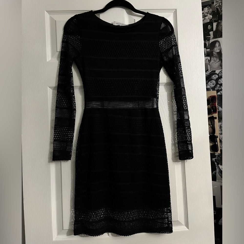 XS black mesh/cut out midi dress